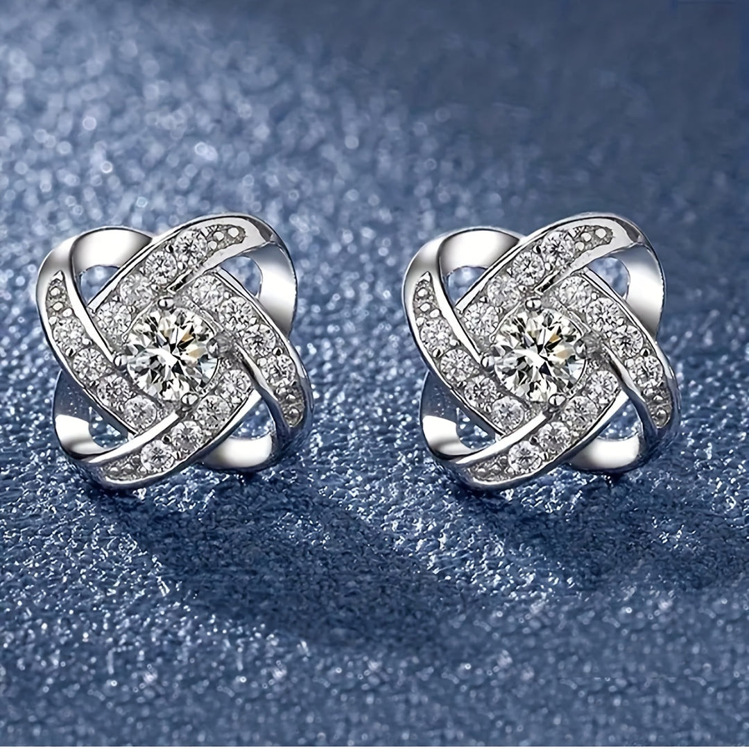 Violetinės keturlapės dobilo auskarai