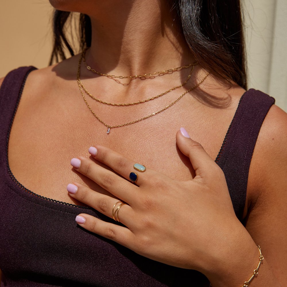 Apsuptas Žiedas su Akvamarinu